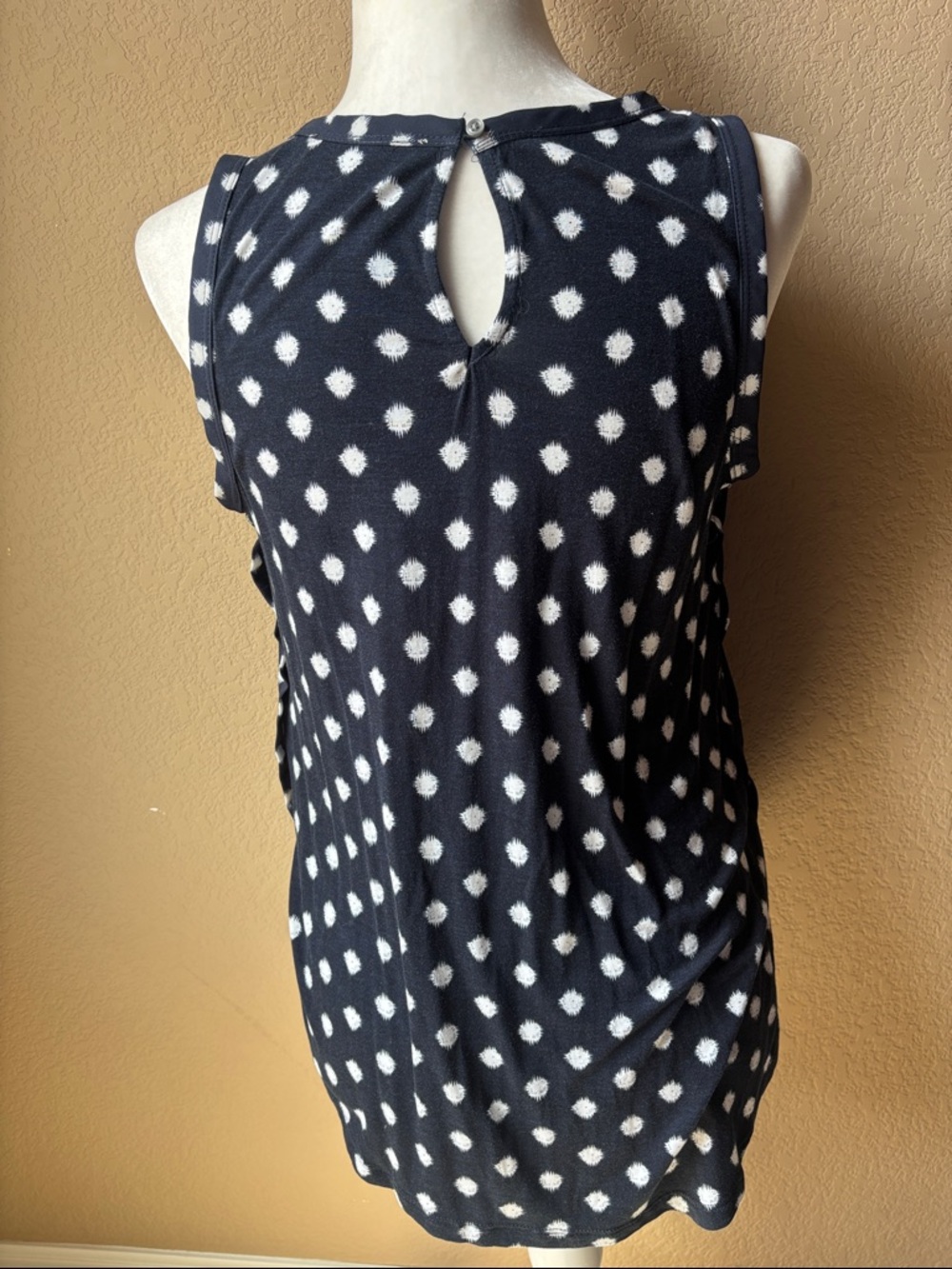 LOFT Navy Blue and White Polka Dot Tank Top - Picture 5 of 6